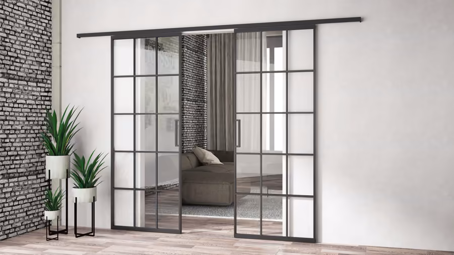 Cabina armadio in vetro con porte scorrevoli